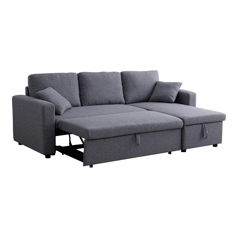 Kamore corner reversible sofa bed with storage space grey fabric 223x146x85cm