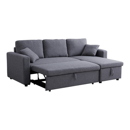 Kamore corner reversible sofa bed with storage space grey fabric 223x146x85cm