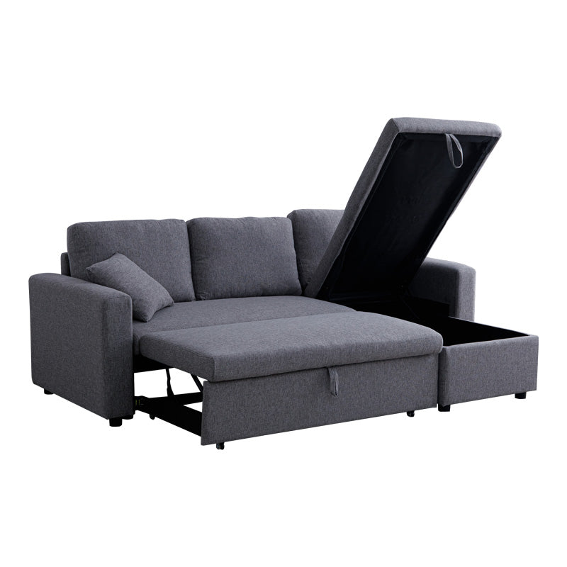 Kamore corner reversible sofa bed with storage space grey fabric 223x146x85cm