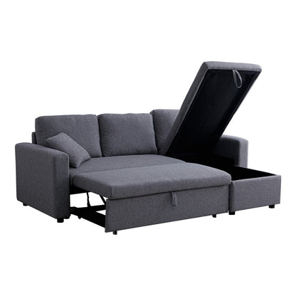 Kamore corner reversible sofa bed with storage space grey fabric 223x146x85cm