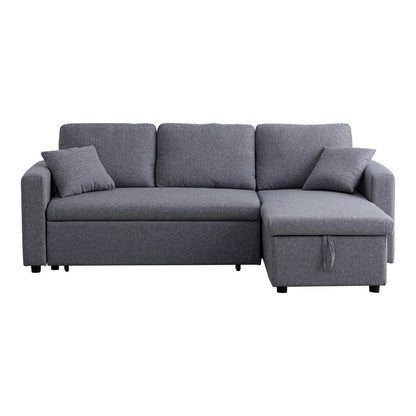 Kamore corner reversible sofa bed with storage space grey fabric 223x146x85cm