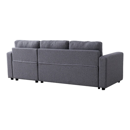 Kamore corner reversible sofa bed with storage space grey fabric 223x146x85cm