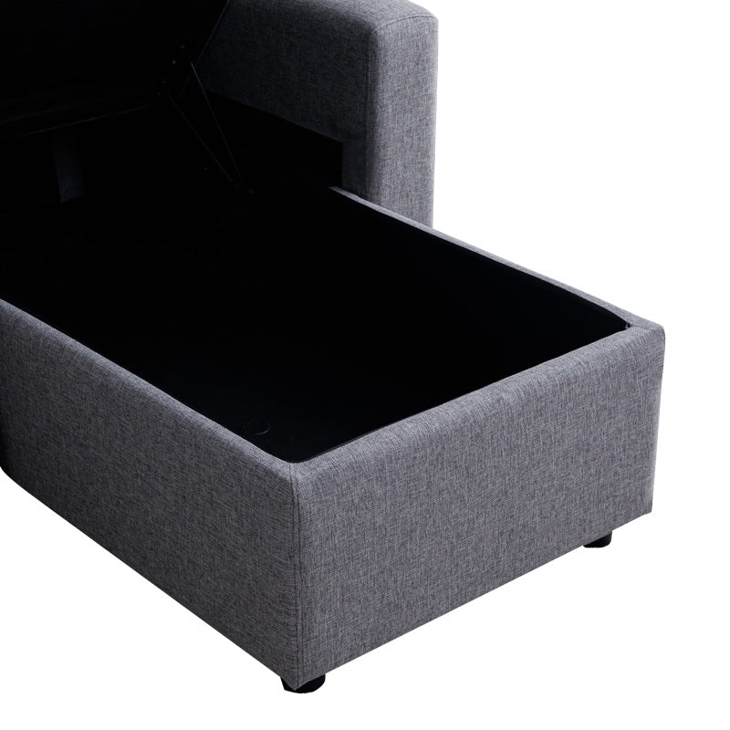 Kamore corner reversible sofa bed with storage space grey fabric 223x146x85cm