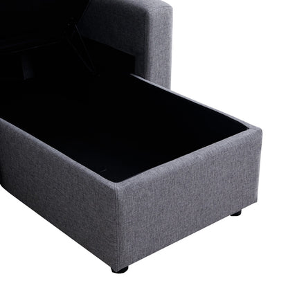 Kamore corner reversible sofa bed with storage space grey fabric 223x146x85cm