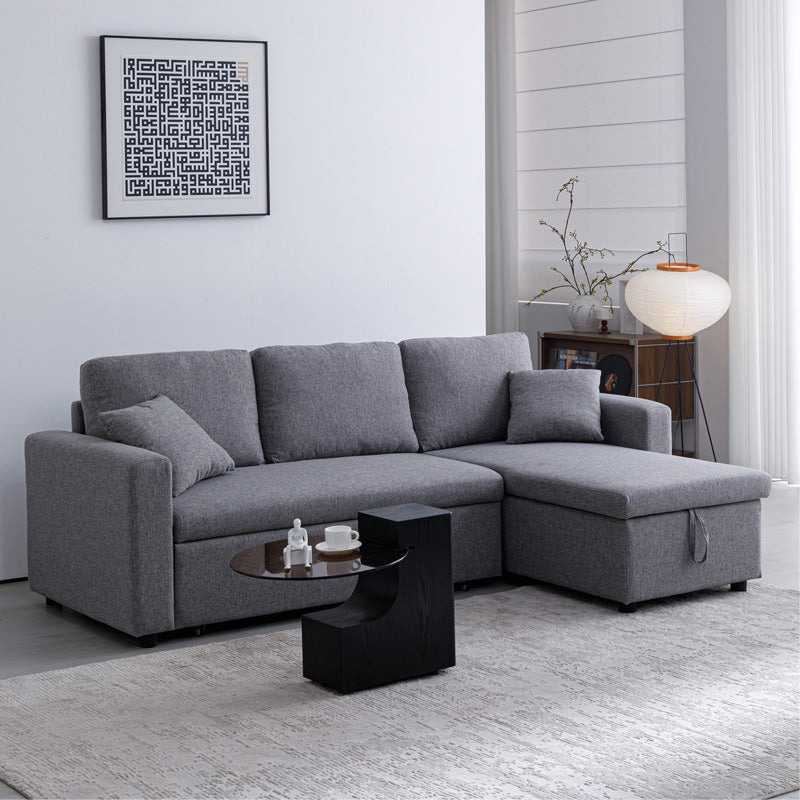 Kamore corner reversible sofa bed with storage space grey fabric 223x146x85cm
