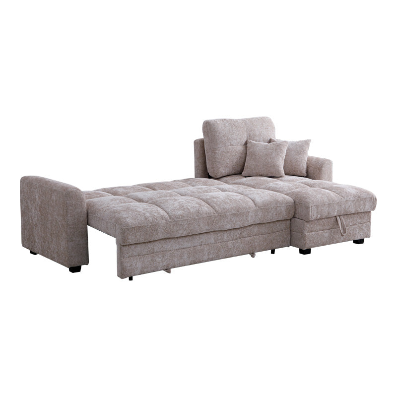 Comfie corner reversible sofa bed with storage space beige fabric 260x156x98cm