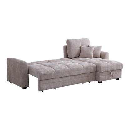Comfie corner reversible sofa bed with storage space beige fabric 260x156x98cm