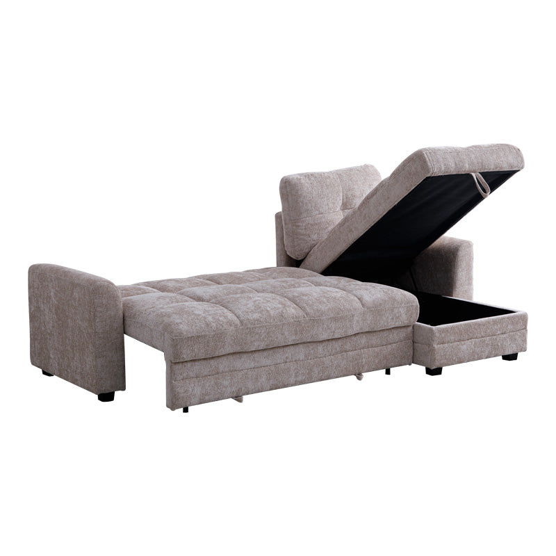 Comfie corner reversible sofa bed with storage space beige fabric 260x156x98cm