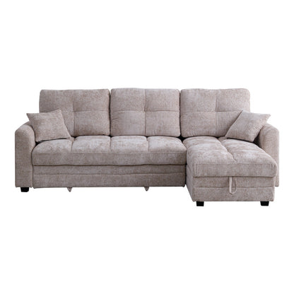 Comfie corner reversible sofa bed with storage space beige fabric 260x156x98cm
