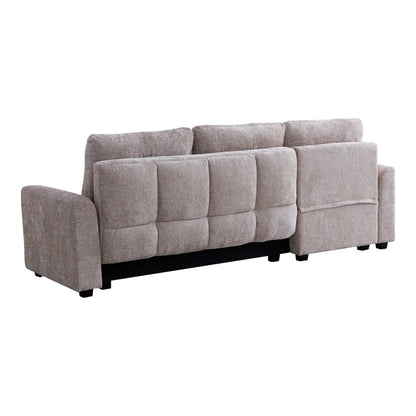 Comfie corner reversible sofa bed with storage space beige fabric 260x156x98cm
