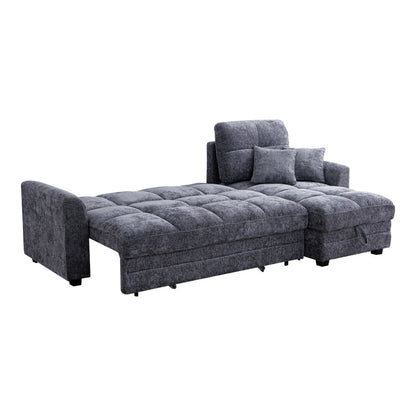 Comfie corner reversible sofa bed with storage space dark grey fabric 260x156x98cm