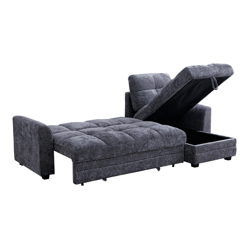 Comfie corner reversible sofa bed with storage space dark grey fabric 260x156x98cm