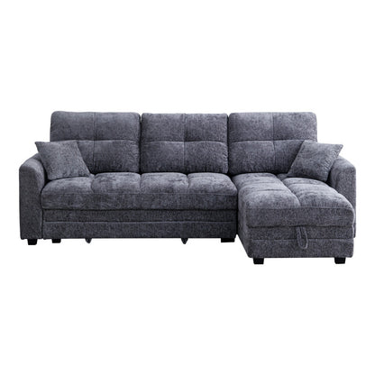 Comfie corner reversible sofa bed with storage space dark grey fabric 260x156x98cm