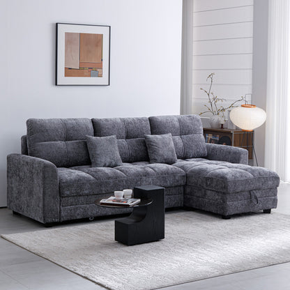 Comfie corner reversible sofa bed with storage space dark grey fabric 260x156x98cm