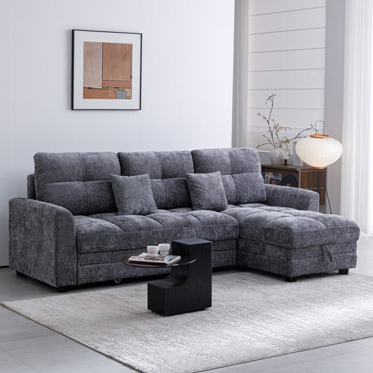 Comfie corner reversible sofa bed with storage space dark grey fabric 260x156x98cm