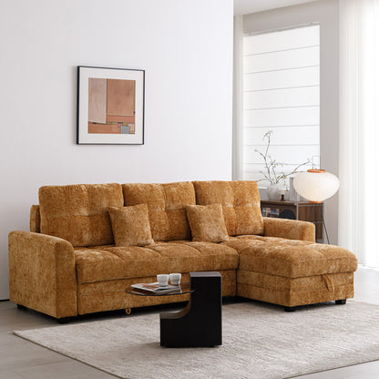 Comfie corner reversible sofa bed with storage space camel fabric 260x156x98cm