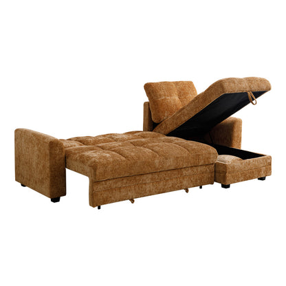 Comfie corner reversible sofa bed with storage space camel fabric 260x156x98cm
