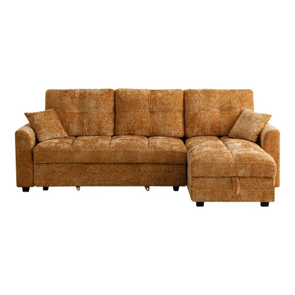 Comfie corner reversible sofa bed with storage space camel fabric 260x156x98cm