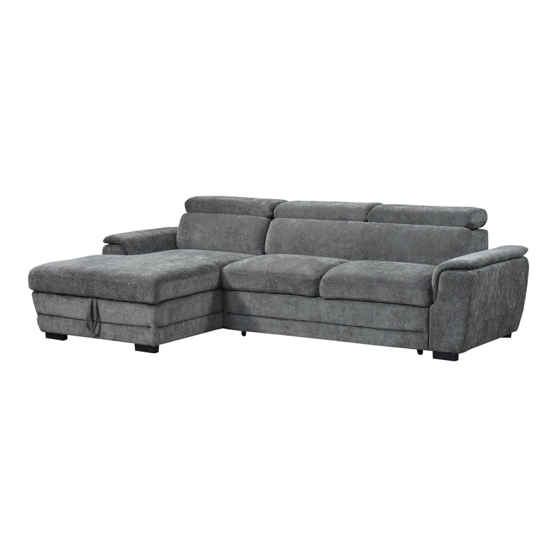 Dreamora right corner corner sofa bed with storage space black fabric 270x167x82cm