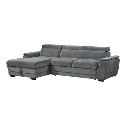 Dreamora right corner corner sofa bed with storage space black fabric 270x167x82cm