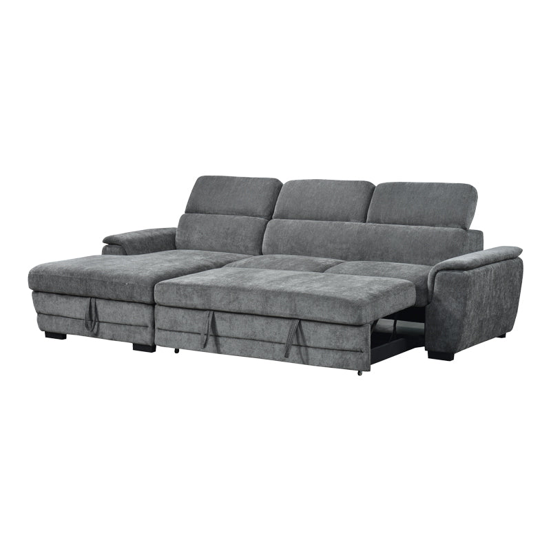 Dreamora right corner corner sofa bed with storage space black fabric 270x167x82cm