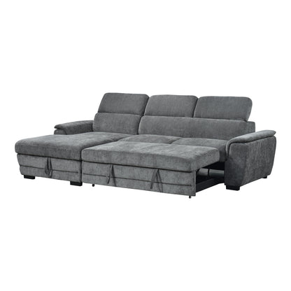 Dreamora right corner corner sofa bed with storage space black fabric 270x167x82cm