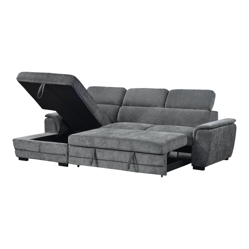 Dreamora right corner corner sofa bed with storage space black fabric 270x167x82cm