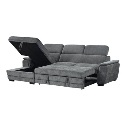 Dreamora right corner corner sofa bed with storage space black fabric 270x167x82cm