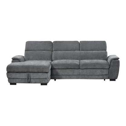 Dreamora right corner corner sofa bed with storage space black fabric 270x167x82cm