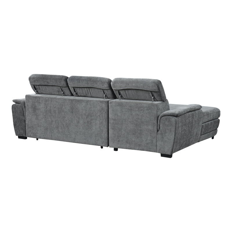 Dreamora right corner corner sofa bed with storage space black fabric 270x167x82cm