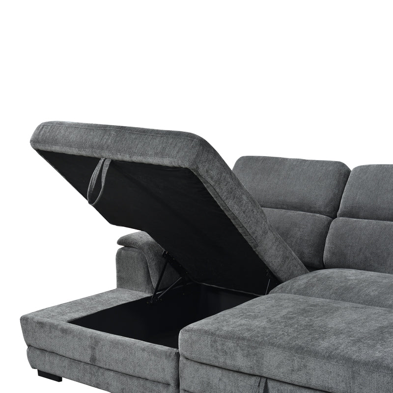 Dreamora right corner corner sofa bed with storage space black fabric 270x167x82cm