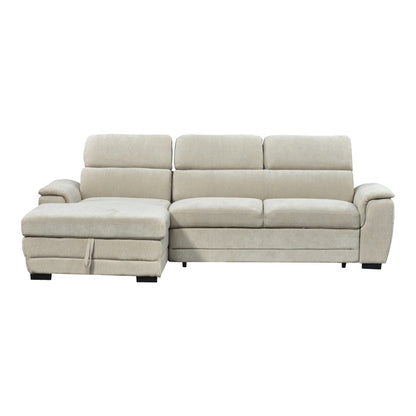Dreamora right corner corner sofa bed with storage space beige fabric 270x167x82cm