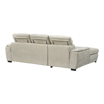 Dreamora right corner corner sofa bed with storage space beige fabric 270x167x82cm