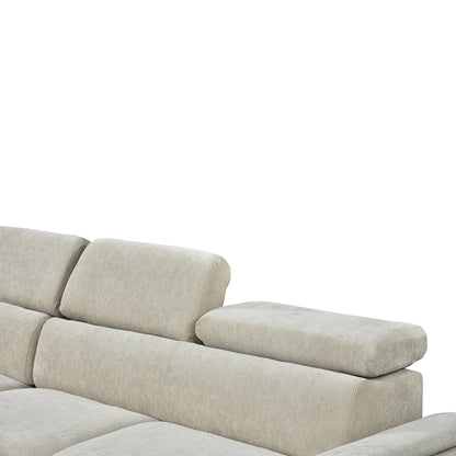 Dreamora right corner corner sofa bed with storage space beige fabric 270x167x82cm