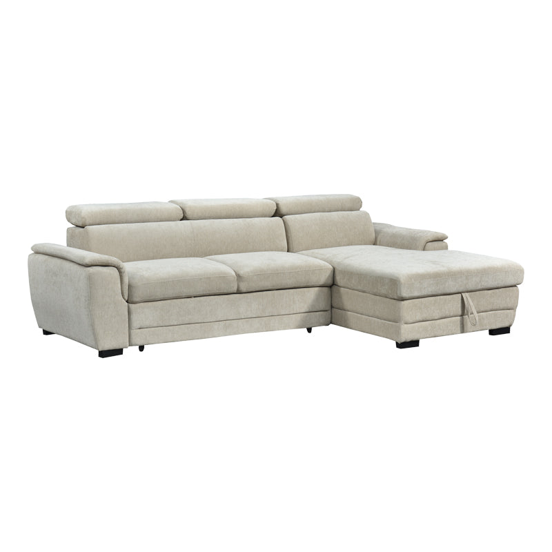 Dreamora left corner corner sofa bed with storage space beige fabric 270x167x82cm