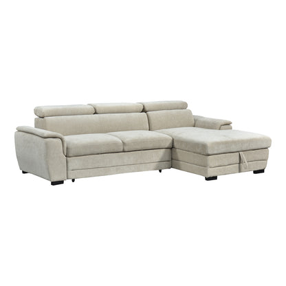 Dreamora left corner corner sofa bed with storage space beige fabric 270x167x82cm