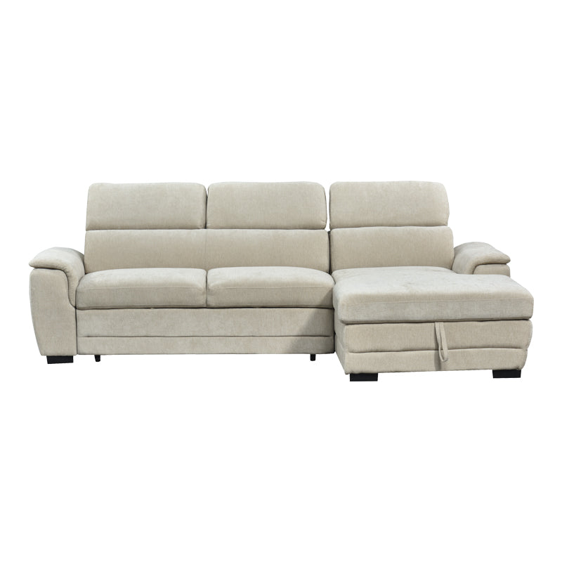 Dreamora left corner corner sofa bed with storage space beige fabric 270x167x82cm