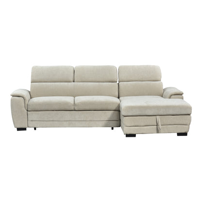 Dreamora left corner corner sofa bed with storage space beige fabric 270x167x82cm