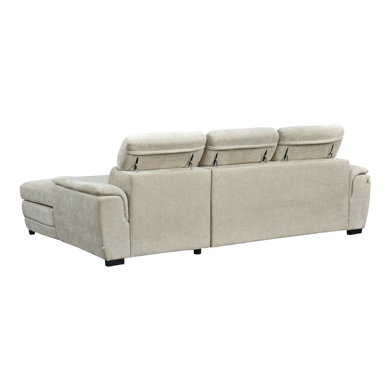 Dreamora left corner corner sofa bed with storage space beige fabric 270x167x82cm