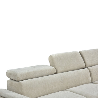 Dreamora left corner corner sofa bed with storage space beige fabric 270x167x82cm