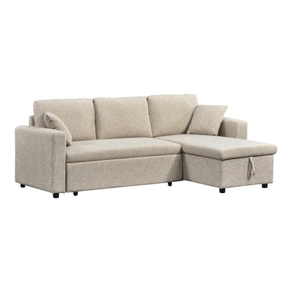 Kamore corner reversible sofa bed with storage space fabric beige 223x146x85cm