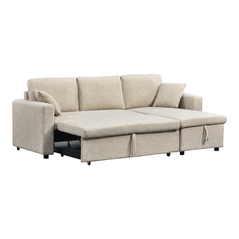 Kamore corner reversible sofa bed with storage space fabric beige 223x146x85cm