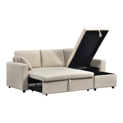 Kamore corner reversible sofa bed with storage space fabric beige 223x146x85cm