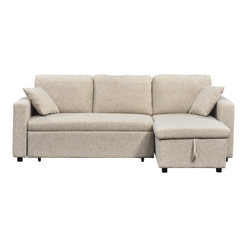 Kamore corner reversible sofa bed with storage space fabric beige 223x146x85cm