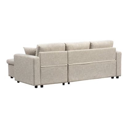 Kamore corner reversible sofa bed with storage space fabric beige 223x146x85cm