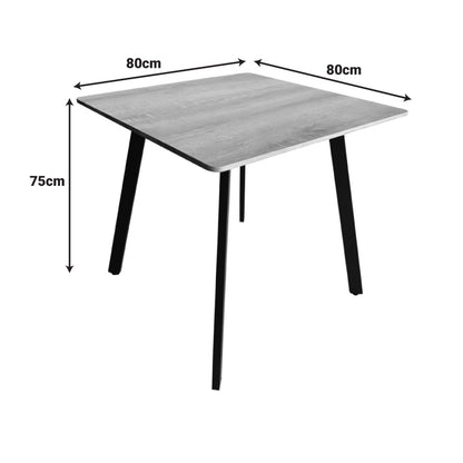 Squaro table sonoma mdf with black metal legs 80x80x75cm