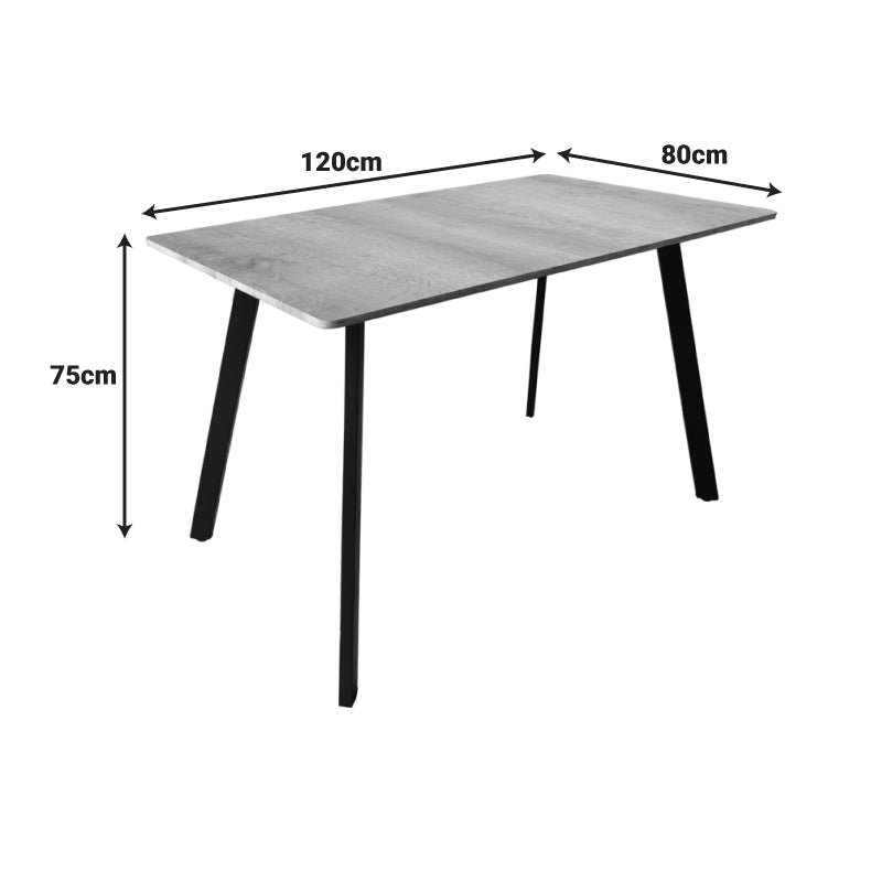 Squaro table sonoma mdf with black metal legs 120x70x75cm