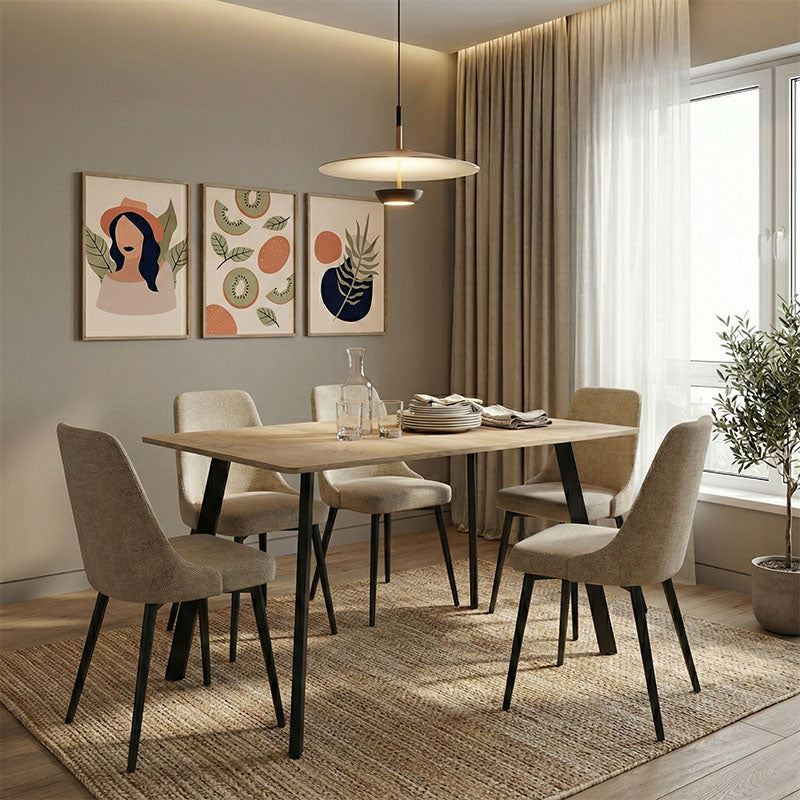 Squaro table sonoma mdf with black metal legs 120x70x75cm