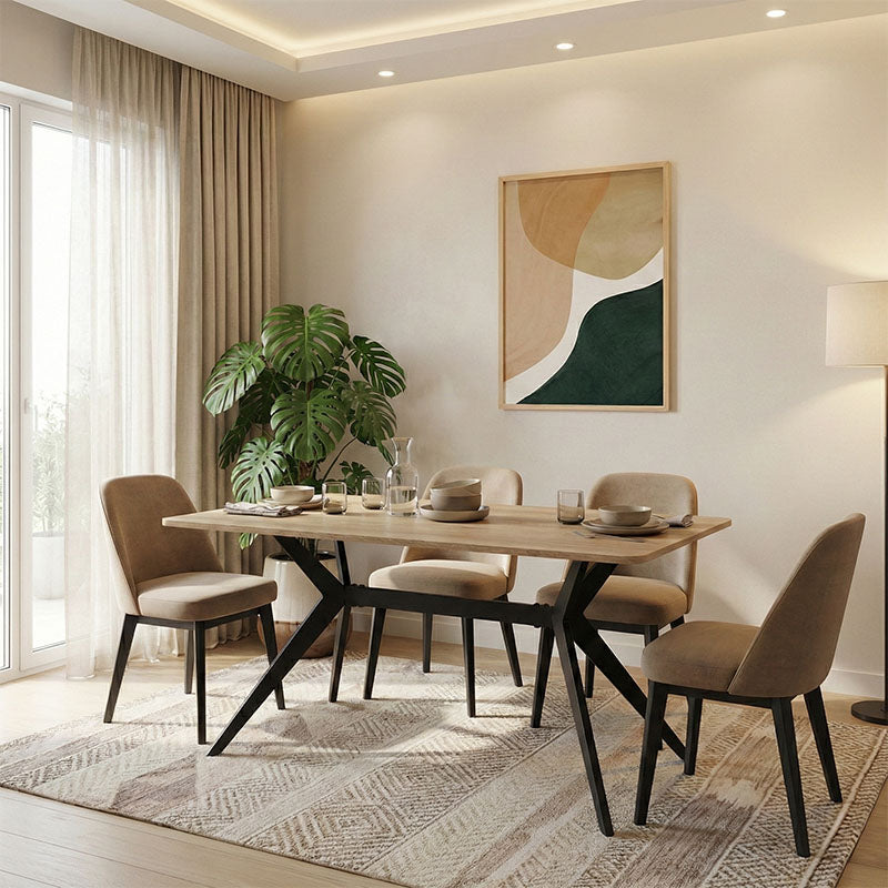 Ezali sonoma mdf table with black metal legs 140x80x75cm