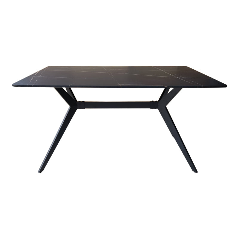 Ezali mdf table black marble look with black metal legs 140x80x75cm